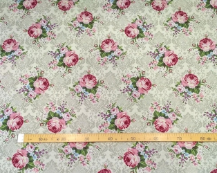 Ткань гобелен Розы Дамаск цветы бежевый фон 280 см