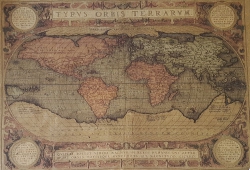 Гобеленовое панно Карта Мира состаренная 140х100