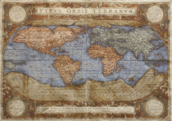Гобеленовое панно Карта мира цветная 140х100