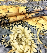 Ткань гобелен Хризантемы синий фон 175 см
