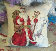 Наволочка Дед Мороз и белый мишка 44х44